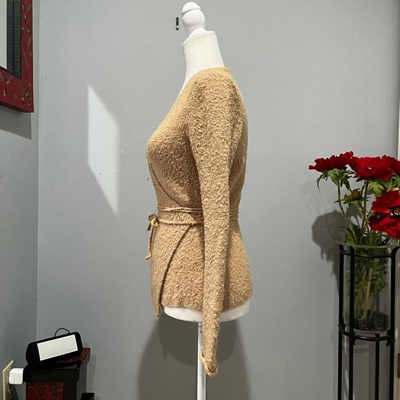NEW Moda Intl Wool Chenille Wrap Tie Fitted Acrylic Plunge Neck Sweater S NWOT - Picture 6 of 16